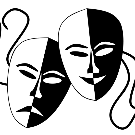 klassiske masker, en trist, en glad